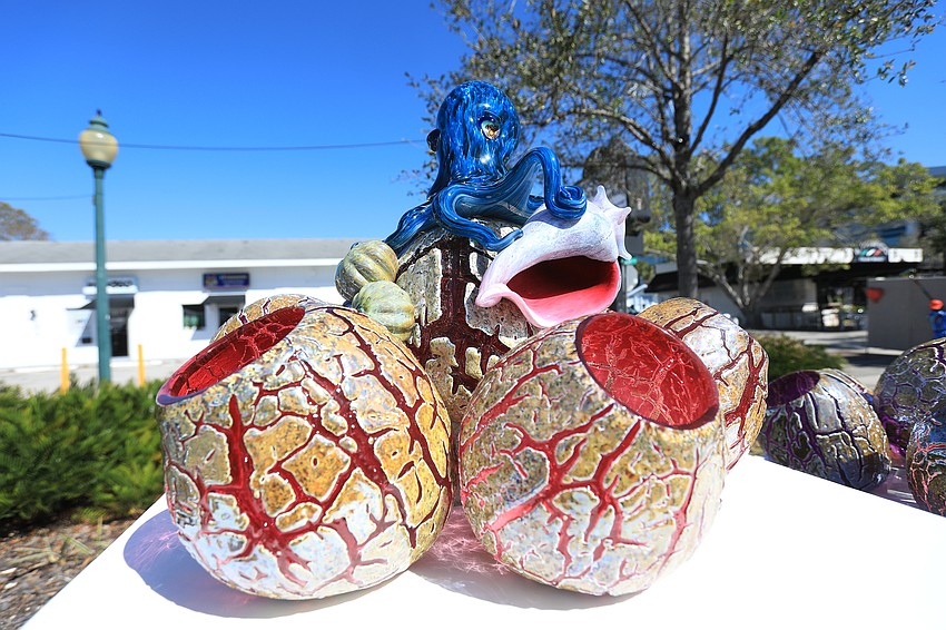 Josh Fradis had aquatic art glass.