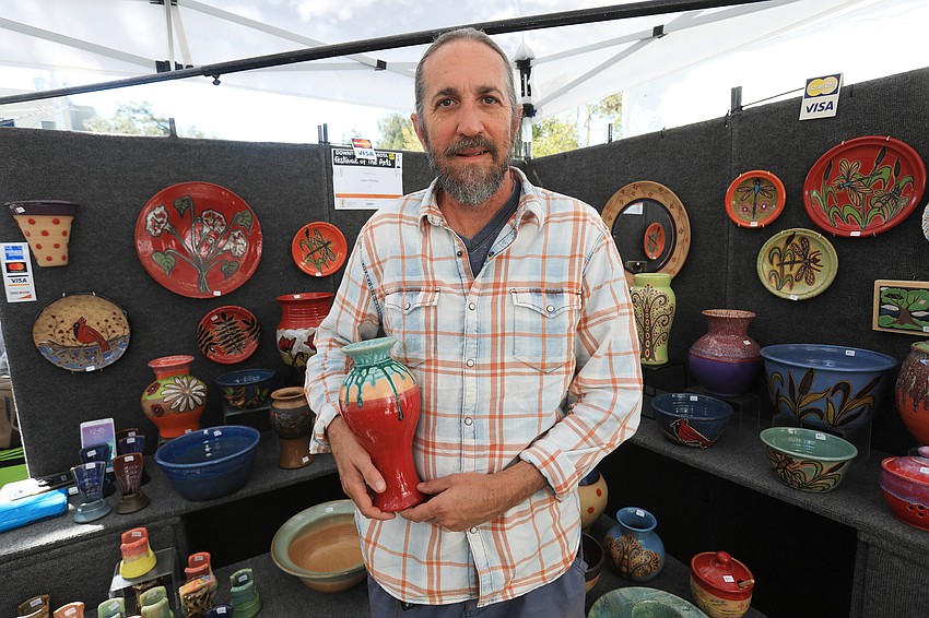Jason Parsley brought his pottery pieces from Cincinnati.