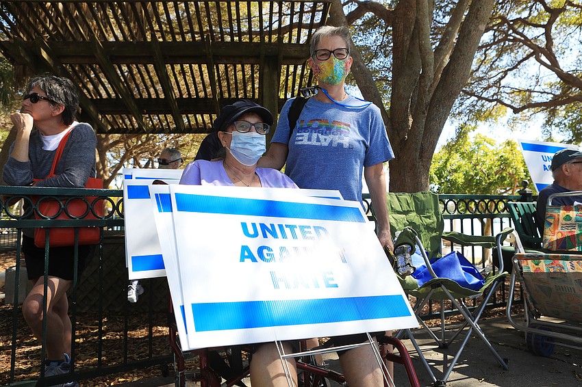 Karen Kates and Ruthanne Bell show their support.