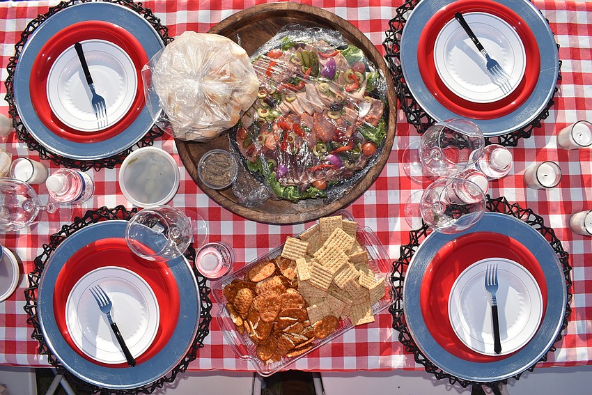 A charcuterie board was the star of the show at WrightWay Emergency Services' table.