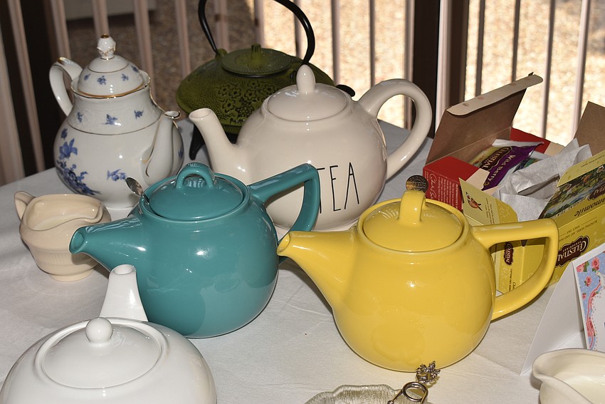 Several teapots were available for attendees to take.