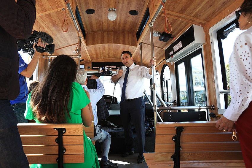 City Commissioner Hagen Brody acts as tour guide.
