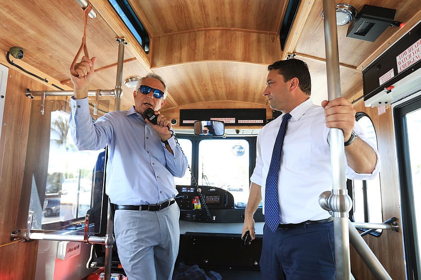 Mark Lyons, Parking Management Division General Manager gives facts on the trolley.