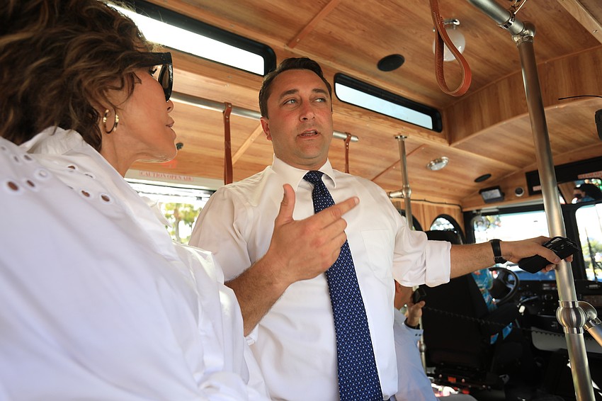 City Commissioner Hagen Brody acts as tour guide.