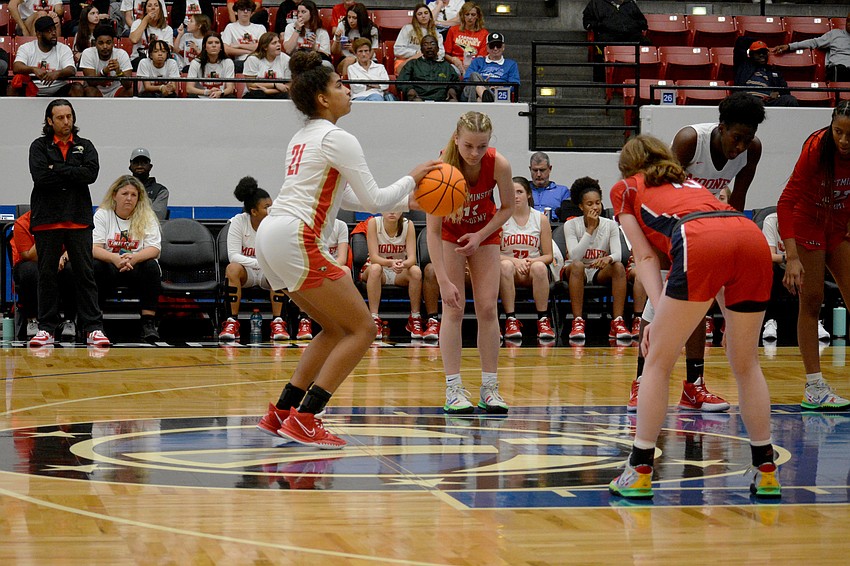 Mooney freshman Kali Barrett attempts a free throw against Westminster Academy.