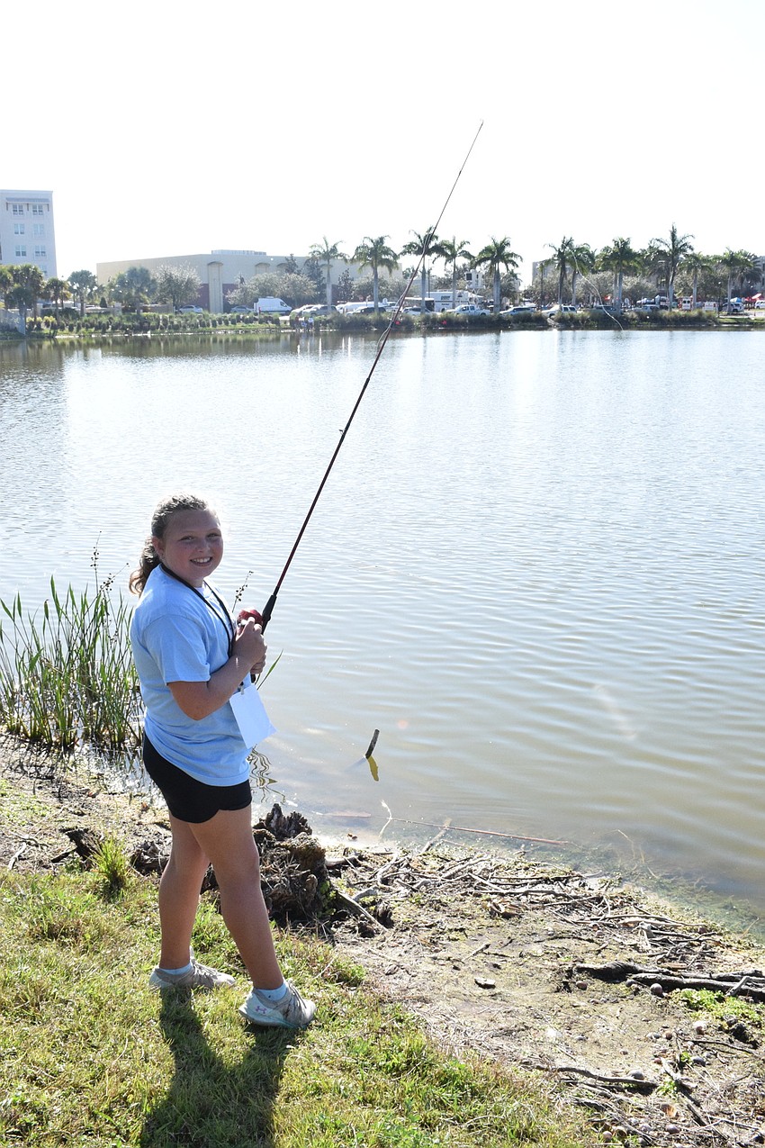 Lakewood Ranch's Nahla Vlasak, who is 9, participates in the youth fishing tournament for the second time.