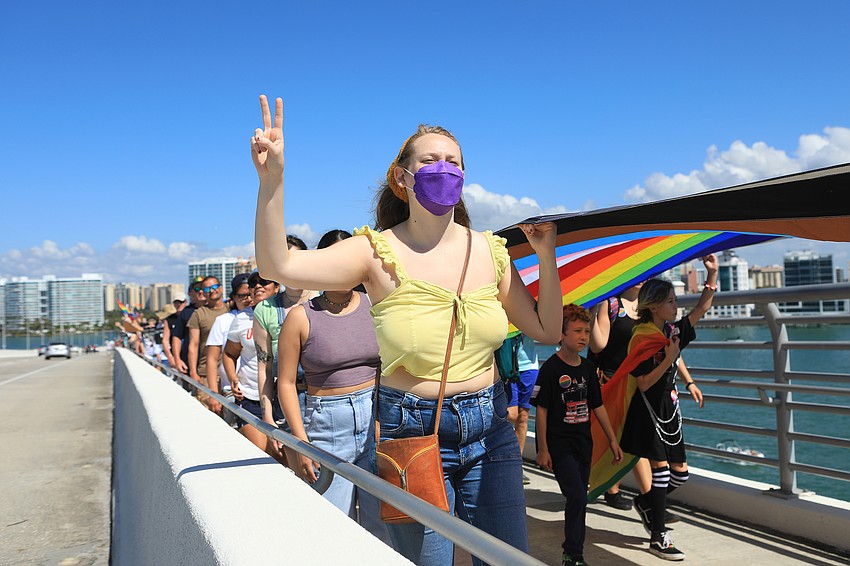 Nat Kornblum marches along.
