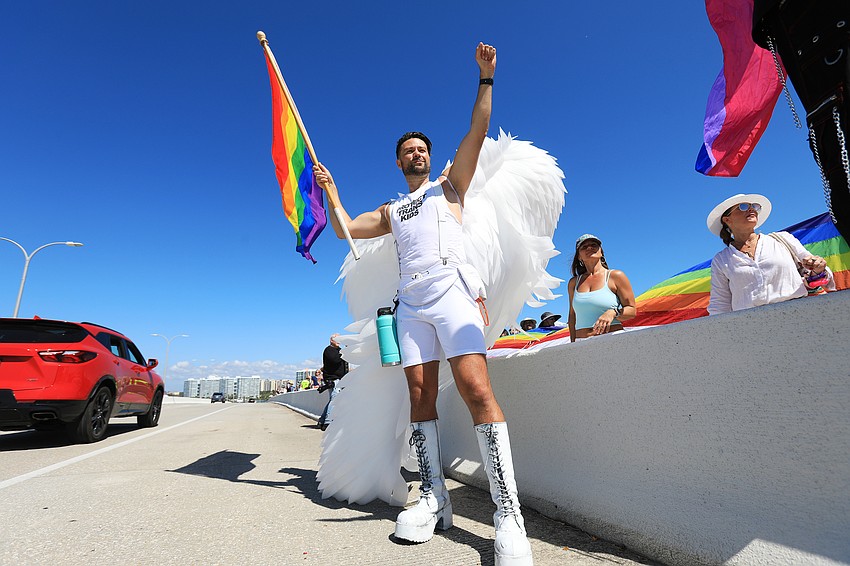 Matthew Ragas protests as an angel.