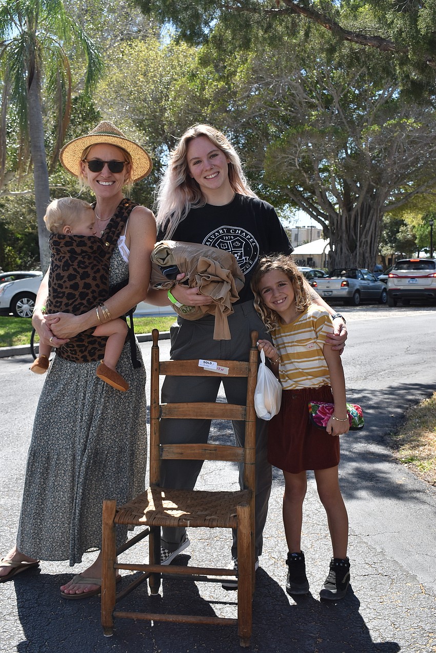 Ashley Petrone, Julia Pantellas and Quinn Perrone leave with their treasures.