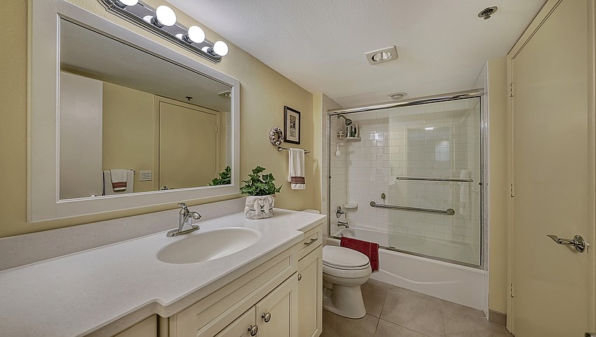 The unit offers two bedrooms and two baths.