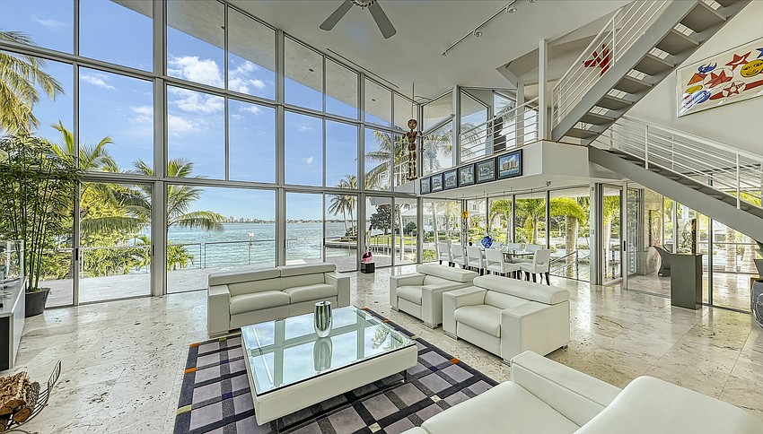 The main living area overlooks the waterfront.