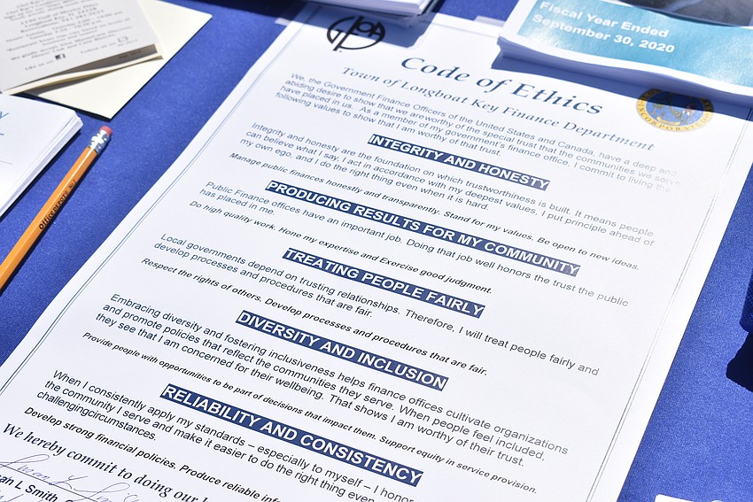 The Finance Department put their Code of Ethics on display.