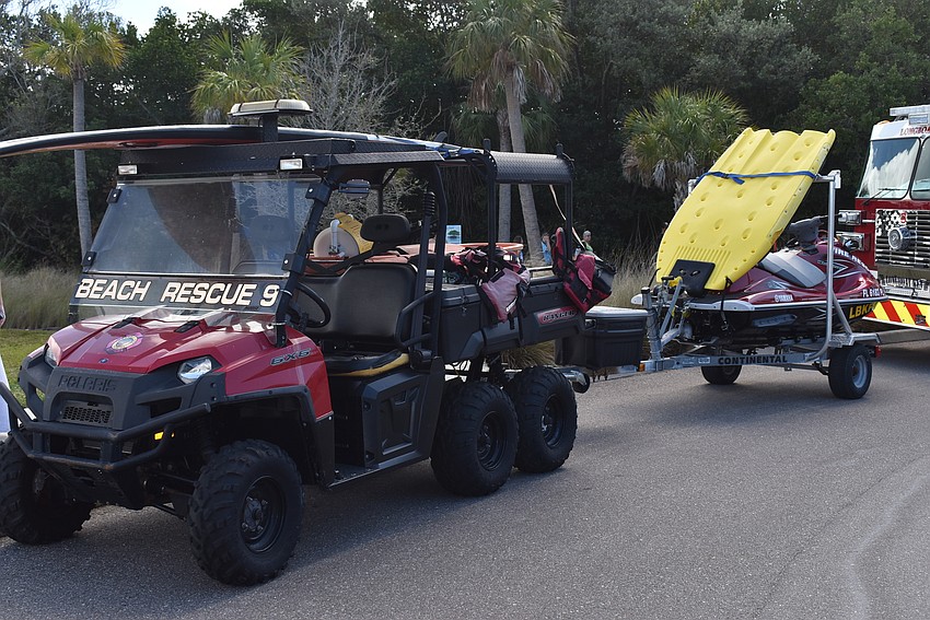 The town's beach rescue equipment also made the trip to Bayfront Park.