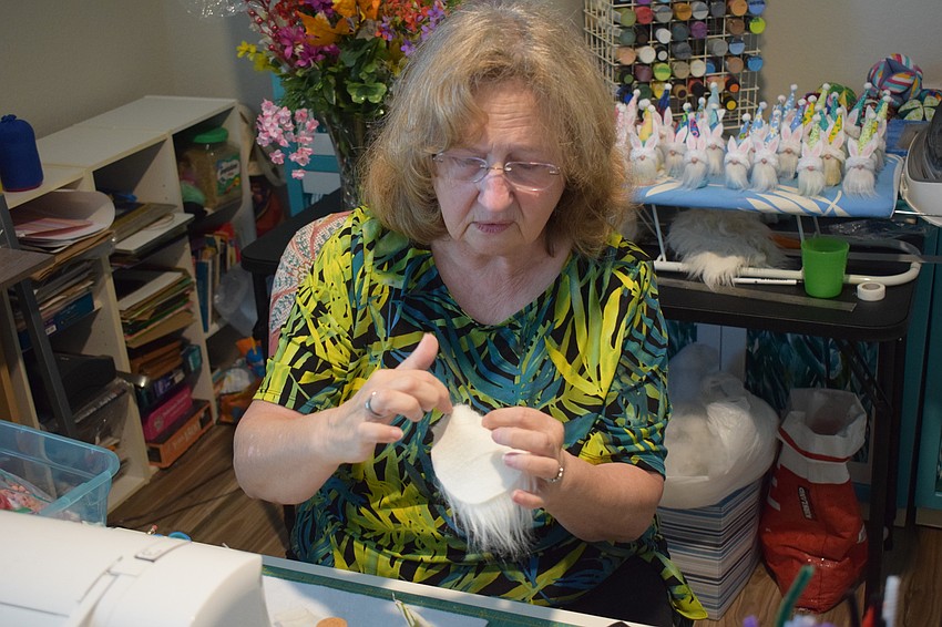 Linda McMillan works in her home workshop. She has been crafting all her life but only began selling her creations about eight years ago.