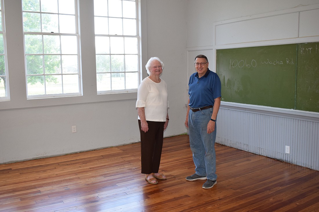 Marilyn Coker and Walter Carlton of the Myakka City Historical Society are hoping the renovation of the Historic School House will be finished in the next year.