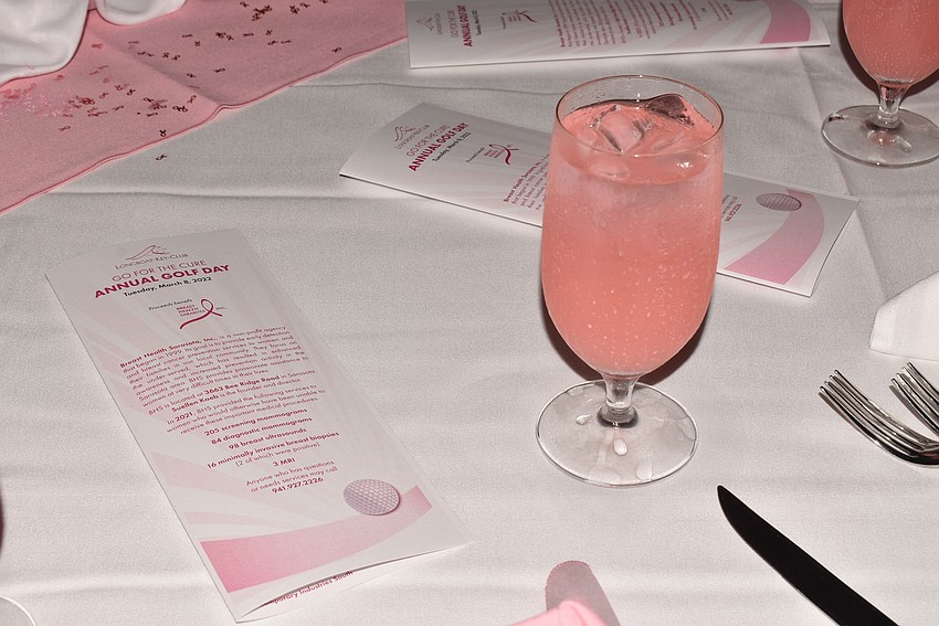 Even the drinks were tinted pink for the Go For the Cure lunch.