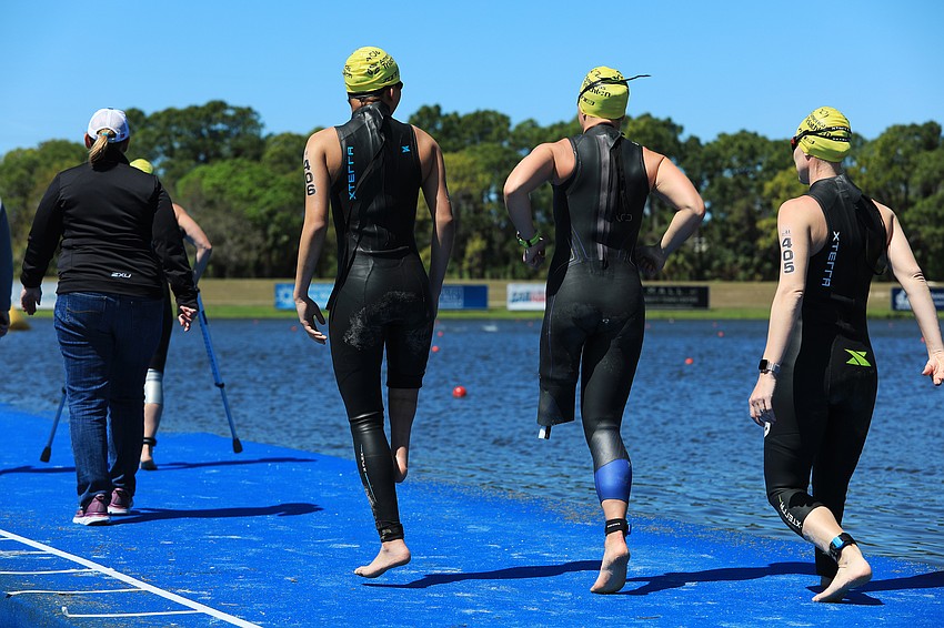 Participants started with a swim.