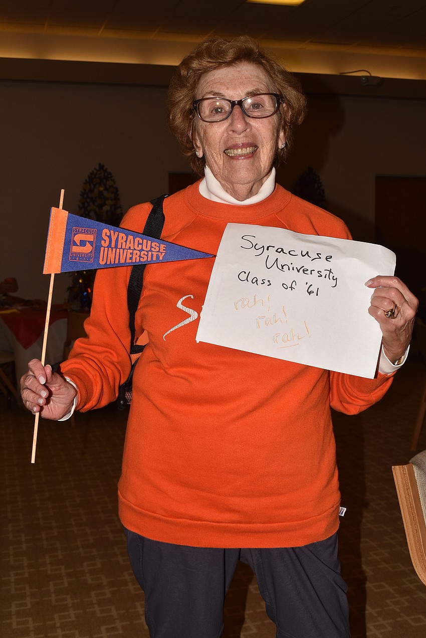 Roberta Wladis put on her Syracuse sweatshirt for her costume.