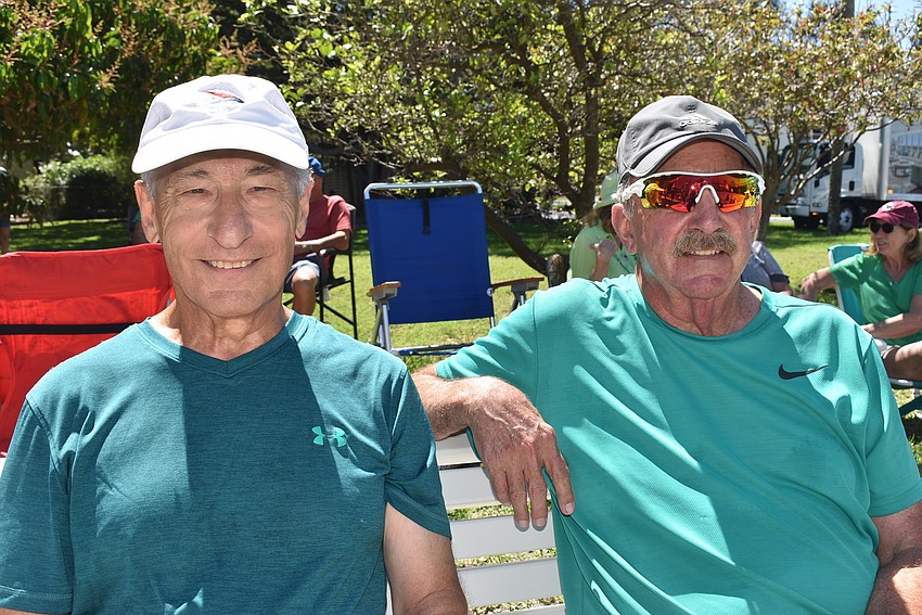 John Bruno and Mike McNeil wore green for the St. Patrick's Day tournament.