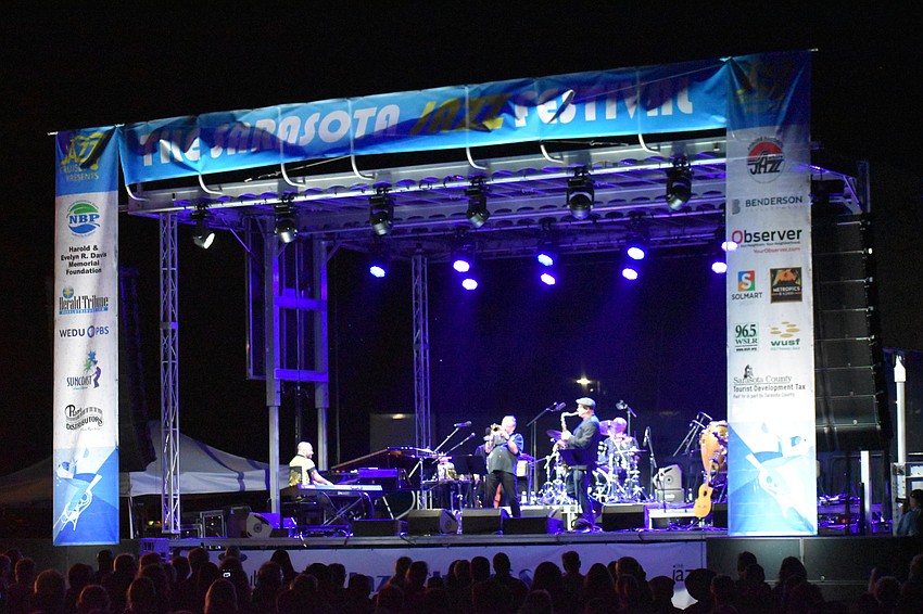 As night sets in, the jazz festival becomes a spectacle for the eyes as well as the ears.