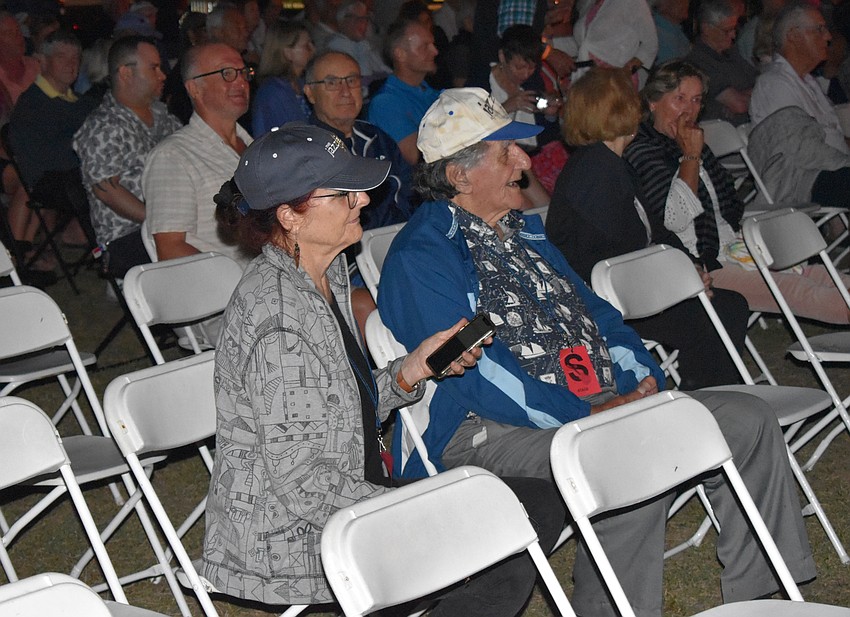 Tampa Bay area pianist Christine Allen-Bruno and Joe Bruno, Sr., a 94-year-old active professional jazz player, watch the performance on the final day.