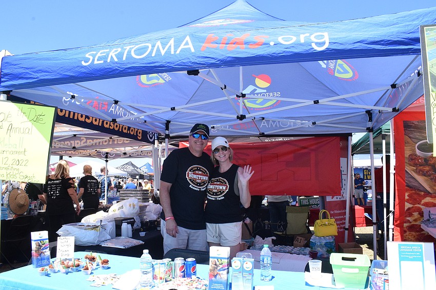 Sarasota's Paul Serino and Hilary Mitchell share information about the Sertoma Kids Speech and Language Center, which benefits from the proceeds of My Hometown Fest.