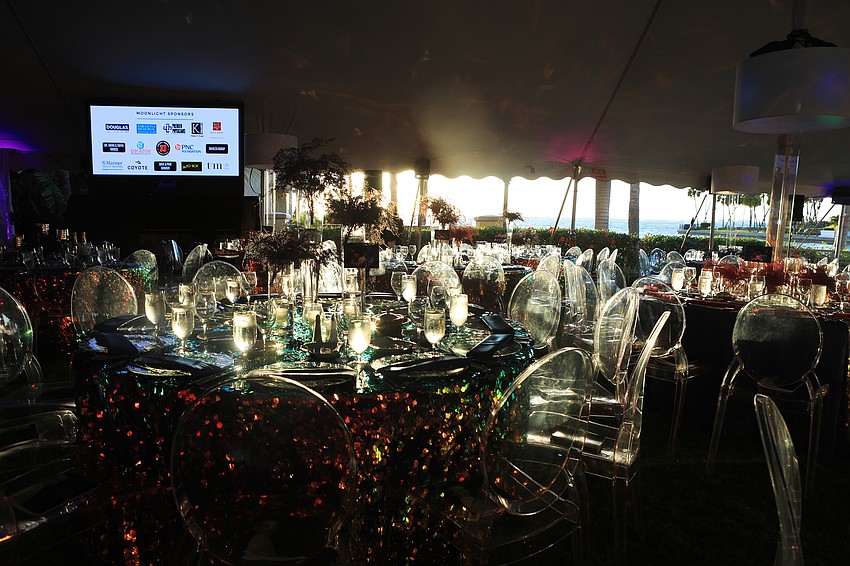 The dinner was held in a tented outdoor space.