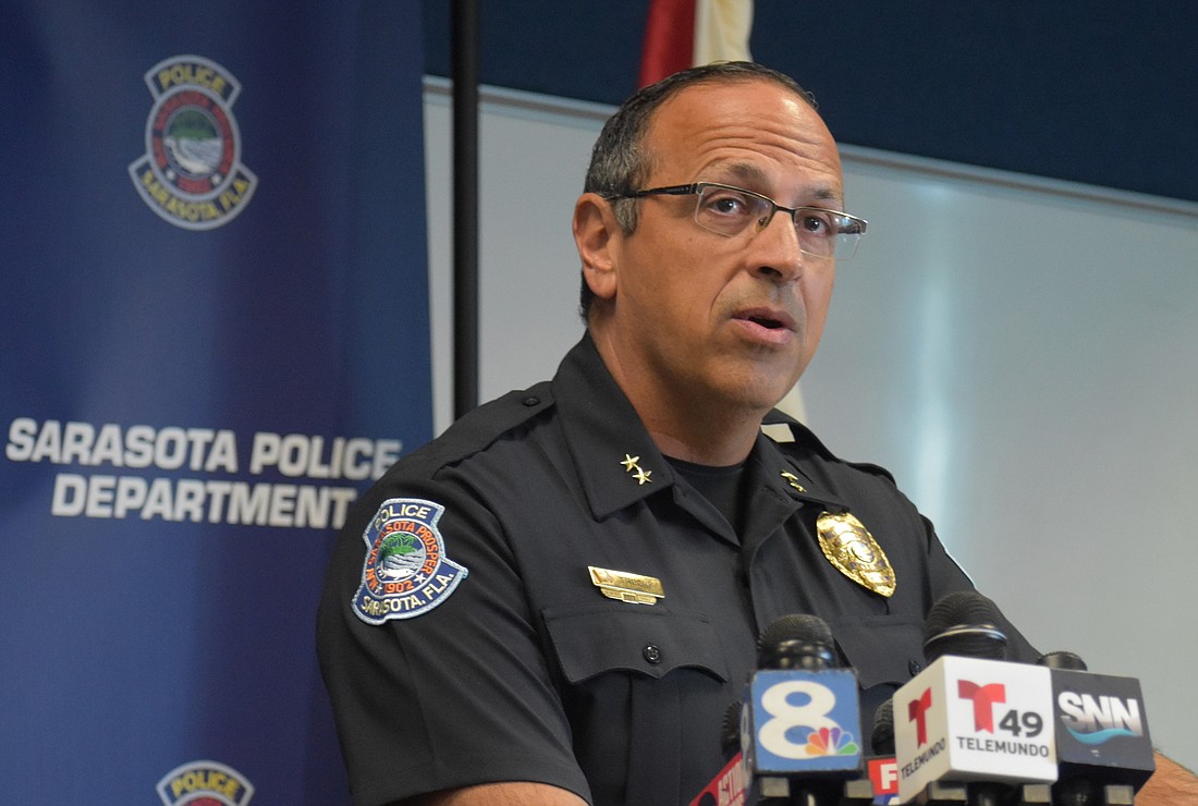 Interim Police Chief Rex Troche spoke about the arrest of 52-year-old William Devonshire in a news conference this morning at Sarasota Police Department headquarters.