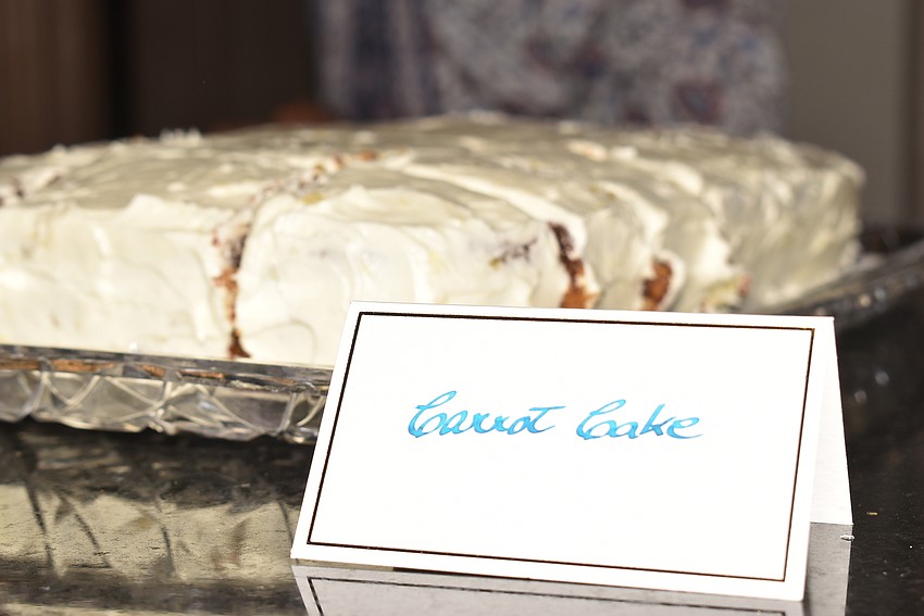 Attendees got homemade carrot cake for dessert.