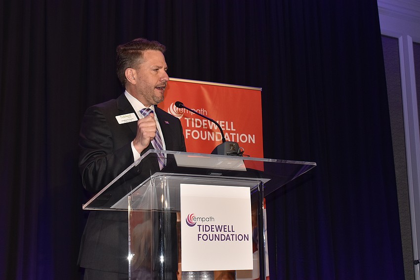 Tidewell Hospice president and CEO Jonathan Fleece introduced the crowd to Tidewell's work.