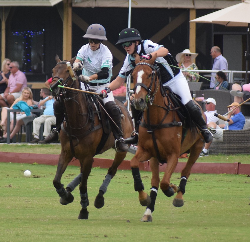 Ocala's Ava Nunes (right) takes a shot in front of Power Group's Cecelia Cochran.