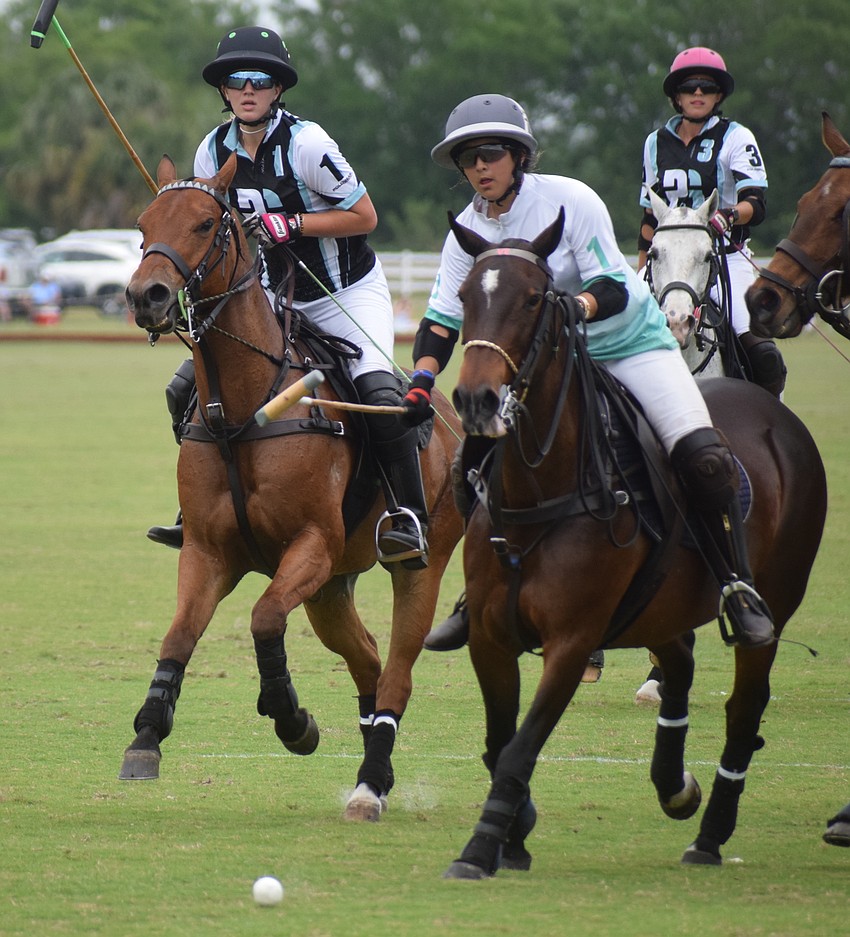 Ocala's Ava Nunes trails the play as Power Group's Giuliana Tarazona rips a shot down the field.