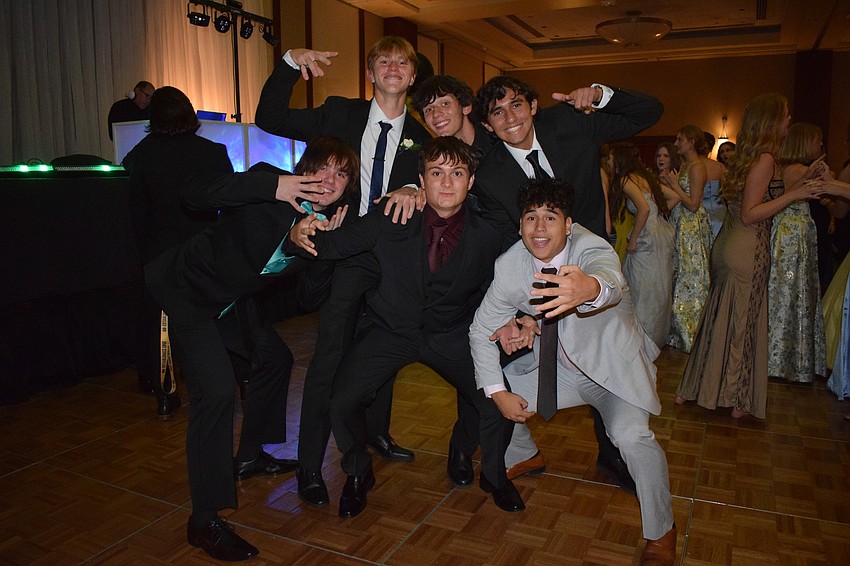 (Back) Tony Lenchinsky, Logan Reynalds, Dylan Bessy, (front) Ty Fraser, Dylan Conway and Diego Freyre get ready to dance together.