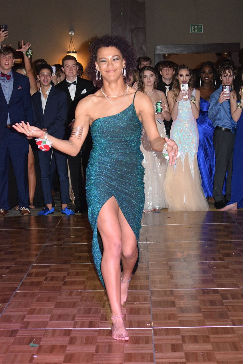 Senior Sydney McCray celebrates being named prom queen.