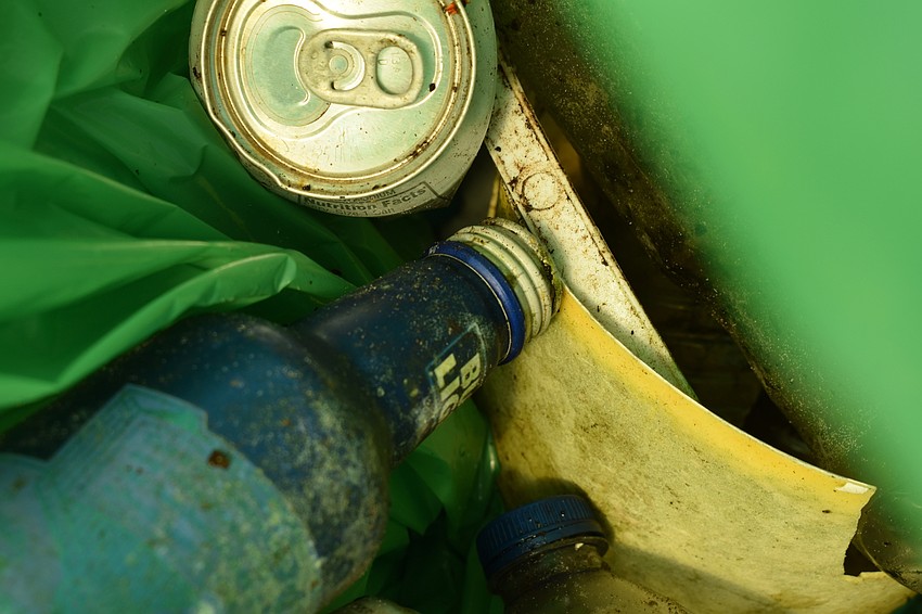 A bag of recyclables found on the Sister Keys.