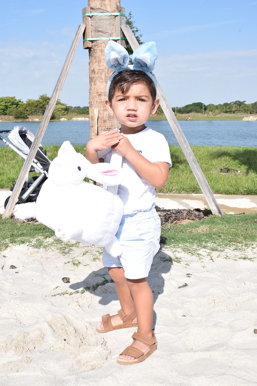 Waterside's Grey Carter-Finch prepares to start the egg hunt.