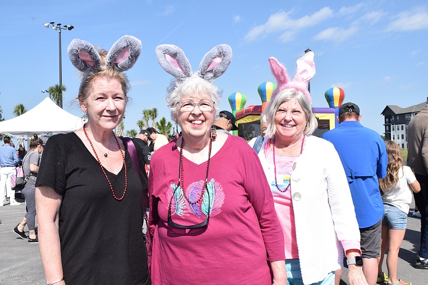 Greenbrook's Maureen Skinner, Judy Skinner and Ann Trick get into the Easter spirit. They spent hours stuffing 2,000 eggs with prizes for EGGstravaganza.