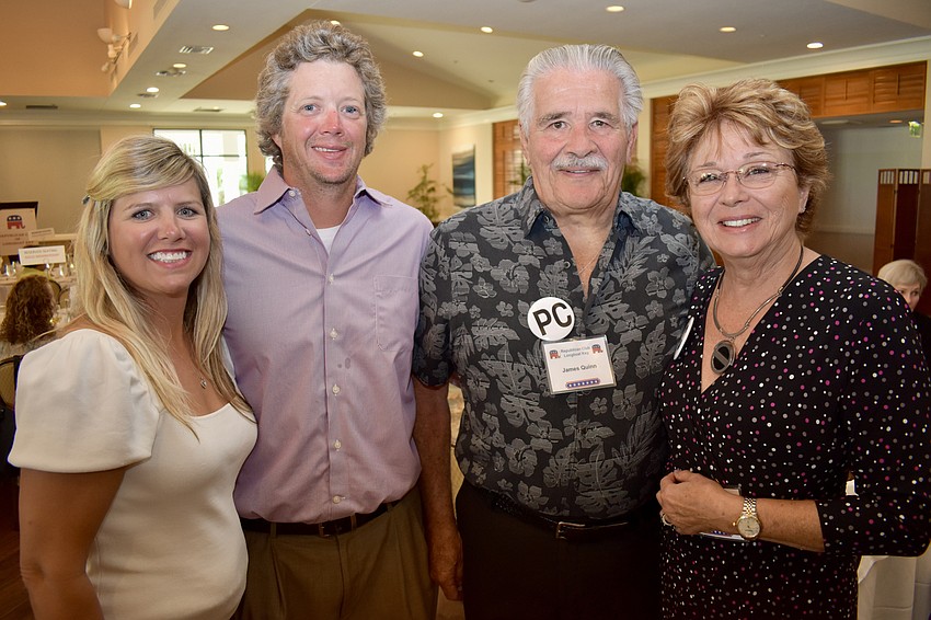 Kristen and Peter Birch chat before the event with James and Elaine Quinn.