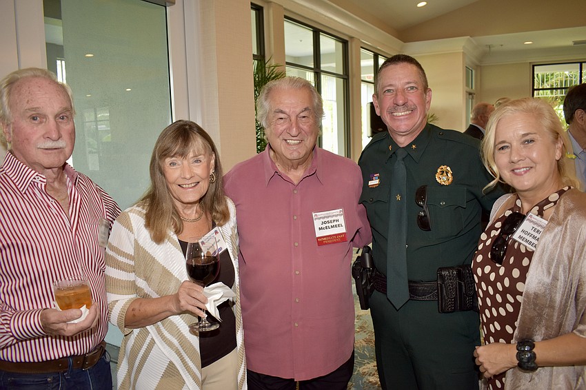 Richard and Sunny McGrath join former club president Joe McElmeel alongside Sarasota County Sheriff Kurt Hoffman and Teri Hoffman.