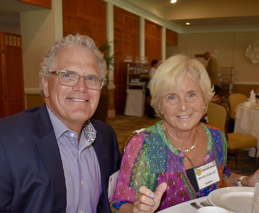 Kevin Berry and Marie Guillet chat before dinner.