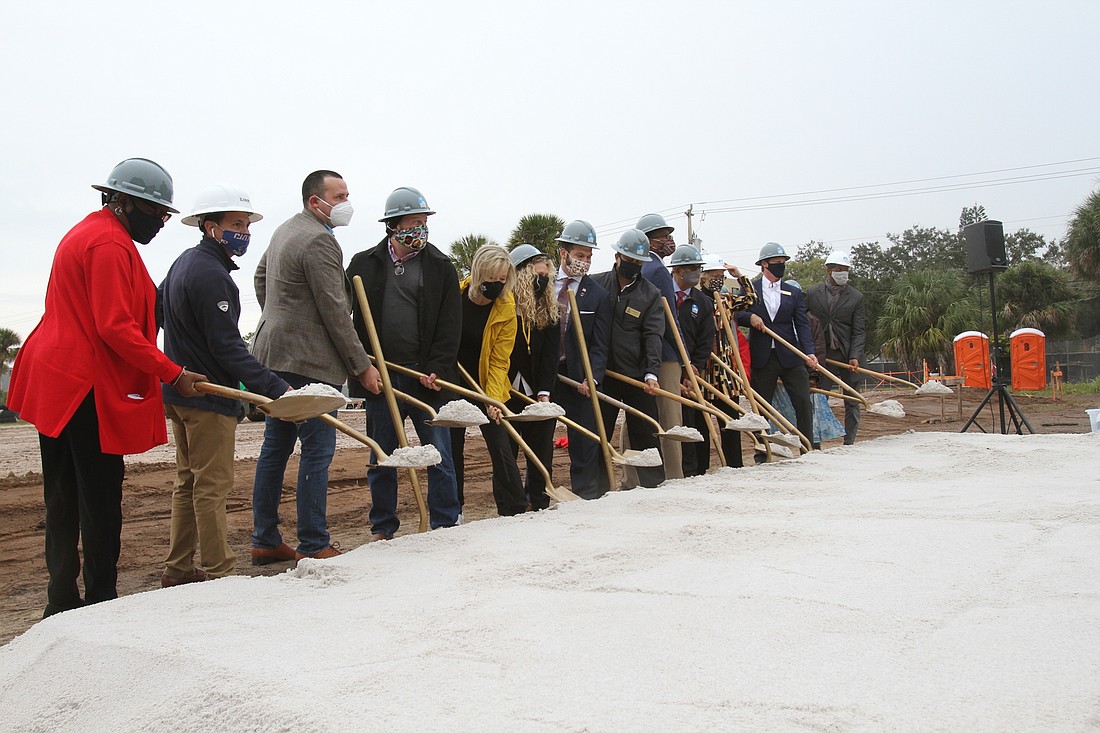 Lofts on Lemon groundbreaking took place in early 2021, with completion planned this year. The second phase of the project was funded by County Commission action last week. (File photo)