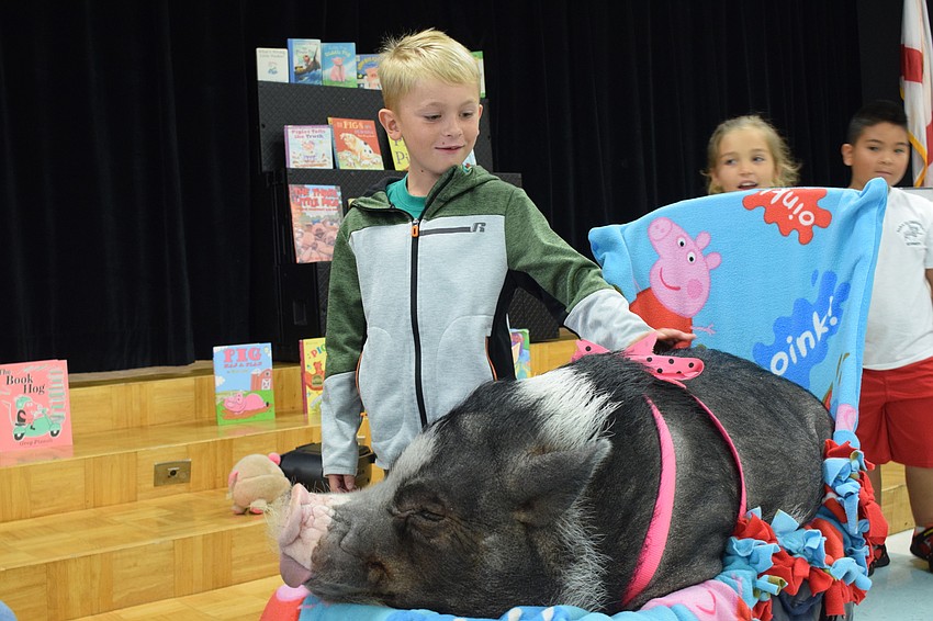 First grader Zane Hahs has an opportunity to meet Daisy.