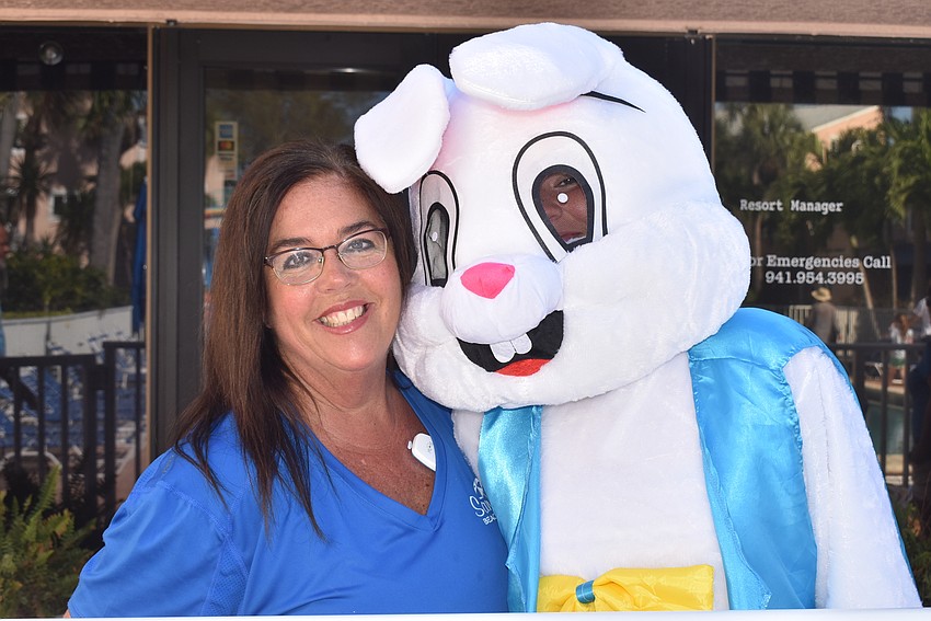 Heather Diggens and the Easter bunny.