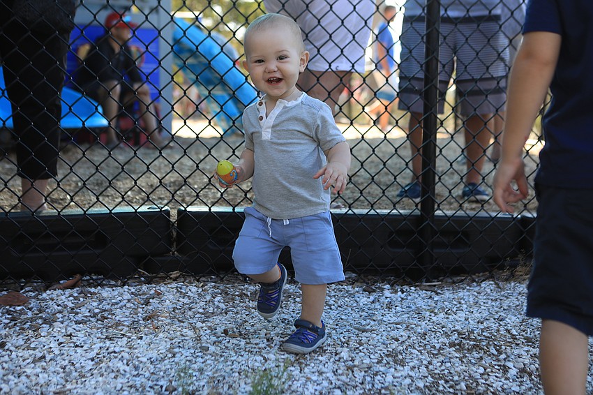 Calum Hoffman finds his egg.