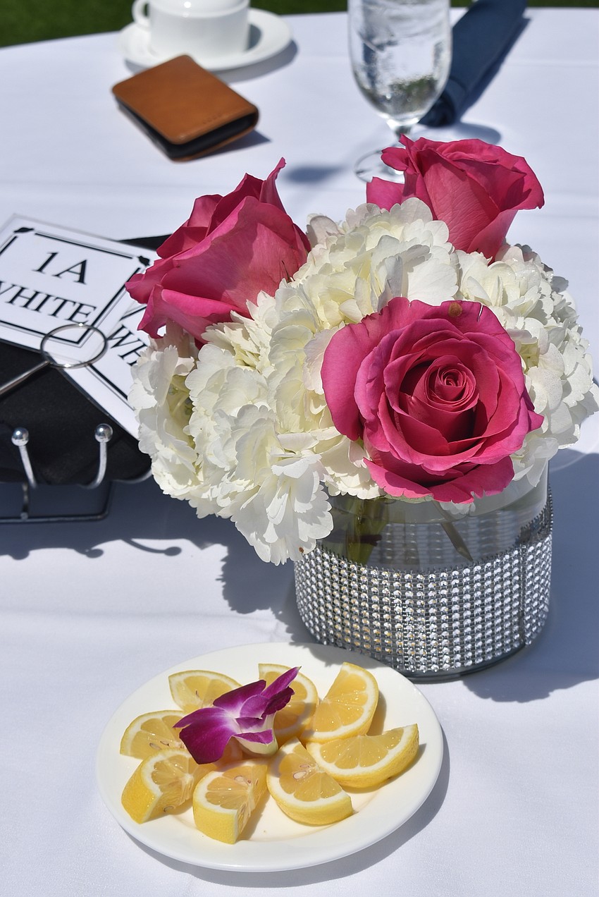 In keeping with the springy season, the tables were decorated with flowers.