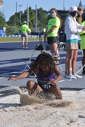 Booker sophomore Jakai Peterson is in the top-10 in Class 2A in the girls long jump.