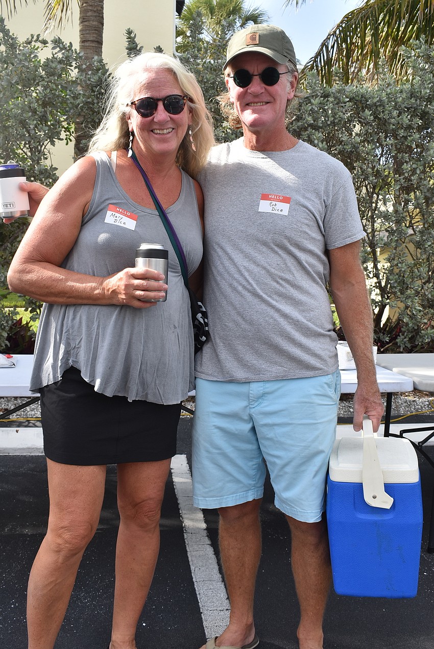 Mary and Rob Dice brought drinks over in a cooler.
