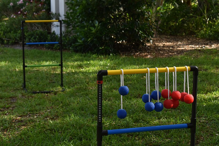 Lawn games stood ready for attendees to get their game faces on.