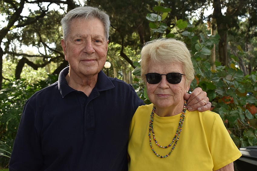 Carolyn and Don Judd headed over to the party from their car.