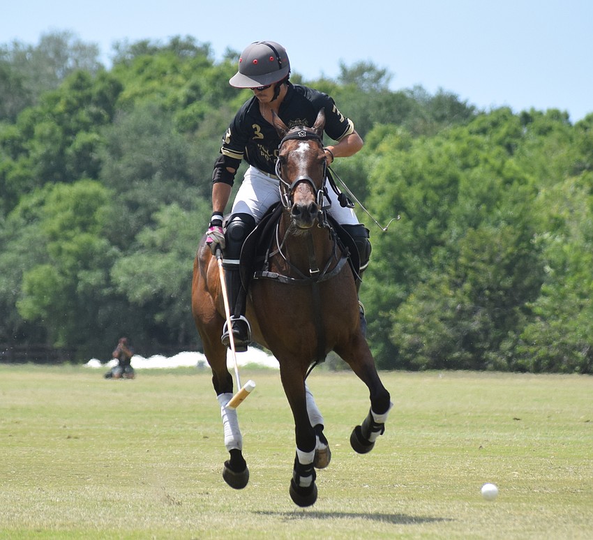 Hillcroft's Nachi Viana breaks free for a run down the field at the Sarasota Polo Club.